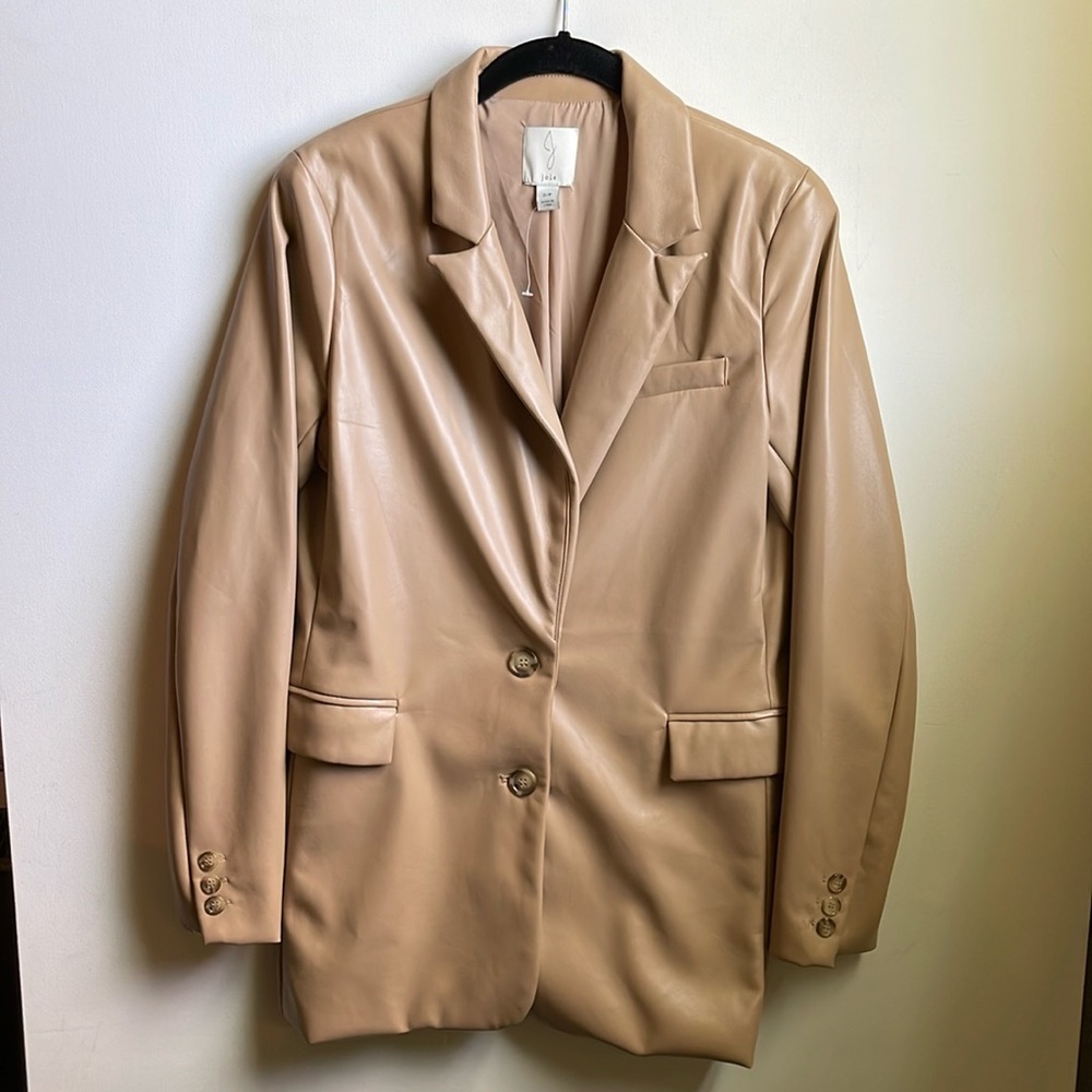 joie Womens Blazer Vegan Leather | Tan | Size Small